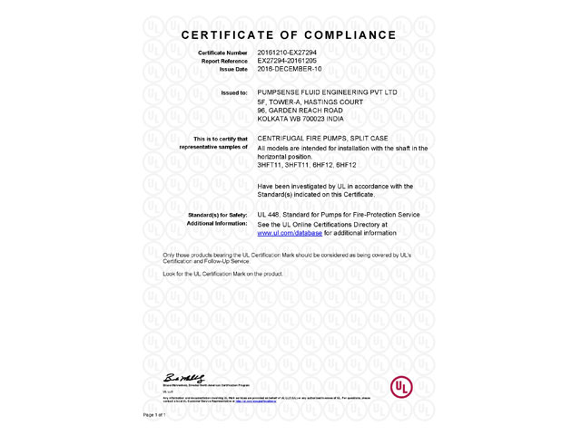 UL Phase 1 Certificate